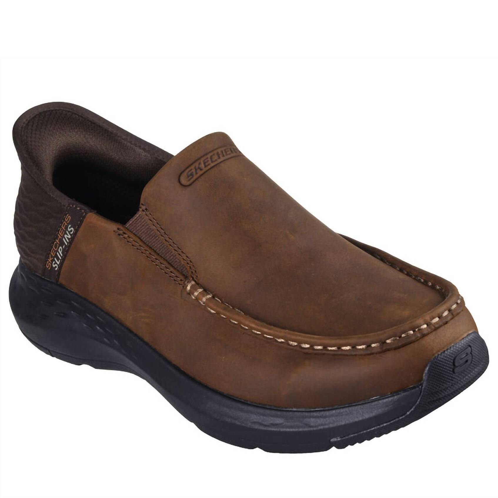 New Skechers Men's Slip-Ins Relaxed Fit Parson Oswin Shoes In Dark Brown